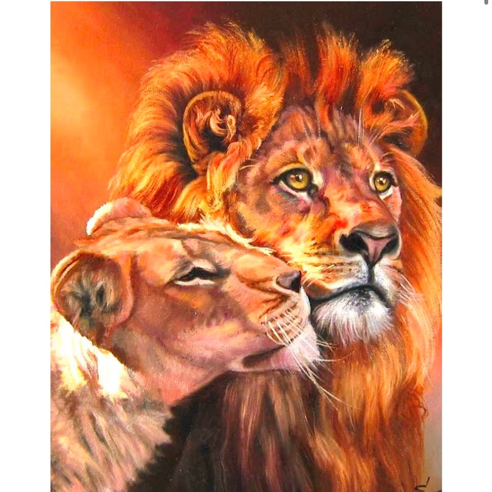 🆕 Paint by Numbers Canvas DIY Oil Painting Kit with Acrylic Two Lions